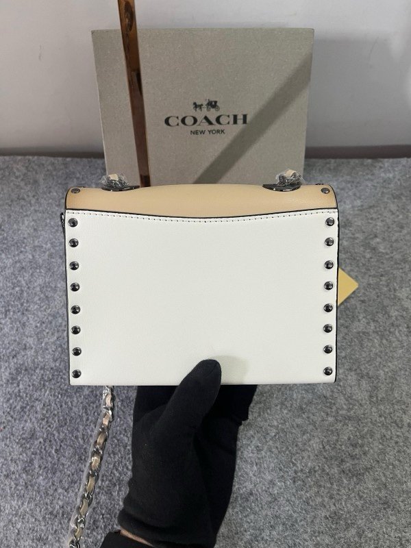 Coach Parker Studded Premium Shoulder Bag With OG Box & Dust Bag (Beige-28032)(LB) - Image 3