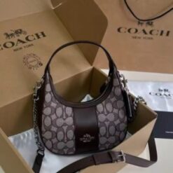 Alternative view of Coach Carmen Shoulder Bag With OG Box Dust Bag-6812-14 Brown Cloth(LB)
