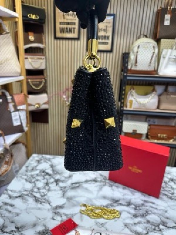 VALENTIN O RHINESTONE LAVIE HANDBAG WITH BOX CARD DUST BAG (BLACK)(MT) - Image 3