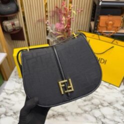 Alternative view of FEND I COMON FF LOGO PLAQUE HANDBAG WITH OG BOX AND DUST BAG INCLUDING CARRY BAG PREMIUM QUALITY (BLACK)(MT)