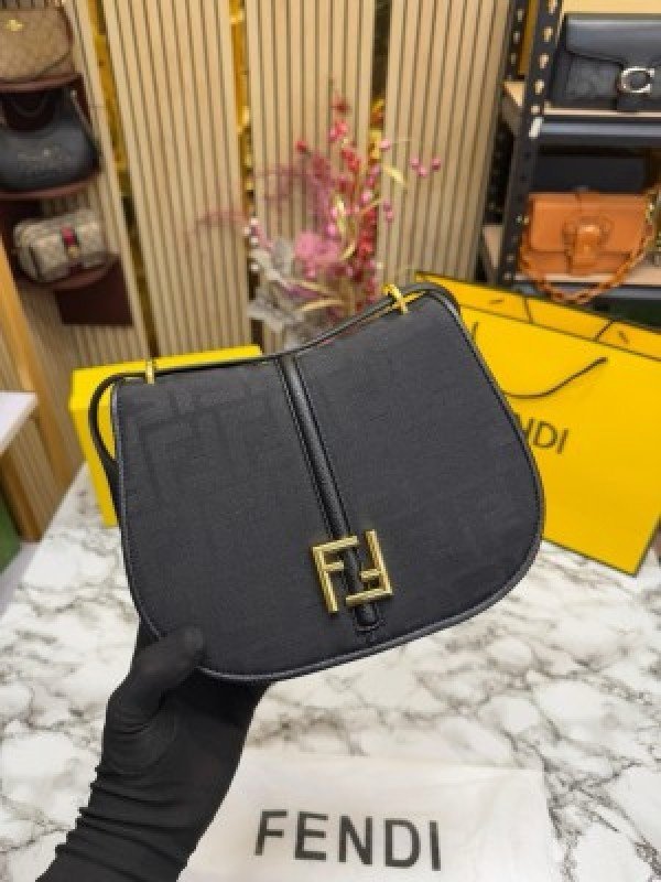 FEND I COMON FF LOGO PLAQUE HANDBAG WITH OG BOX AND DUST BAG INCLUDING CARRY BAG PREMIUM QUALITY (BLACK)(MT) - Image 2