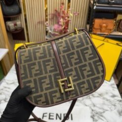 Alternative view of FEND I COMON FF LOGO PLAQUE HANDBAG WITH OG BOX AND DUST BAG INCLUDING CARRY BAG PREMIUM QUALITY (COFFEE)(MT)