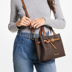 Alternative view of Michael Kors Emilia Logo-print Triple Compartment Satchel in Brown