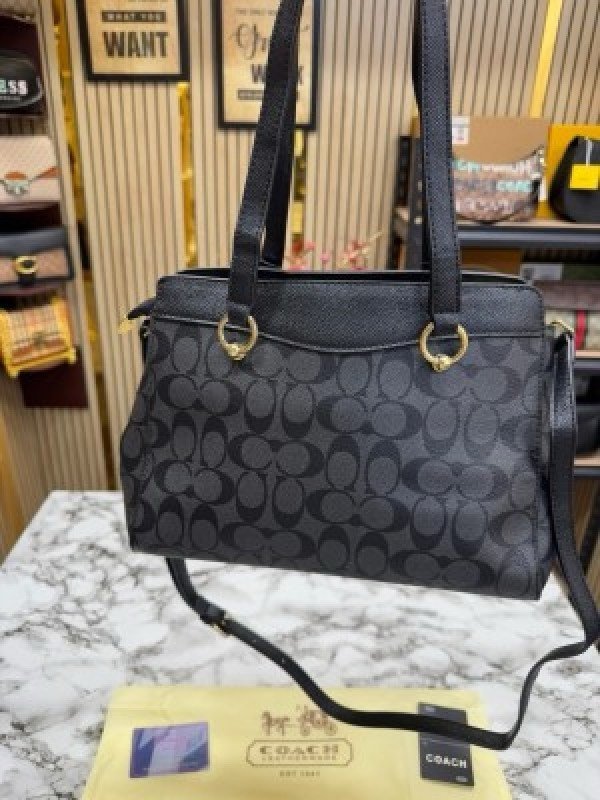 Coach Womens Signature Canvas Kailey Carryall Handbag With DustBag (C506-BLACK)(MT) - Image 8