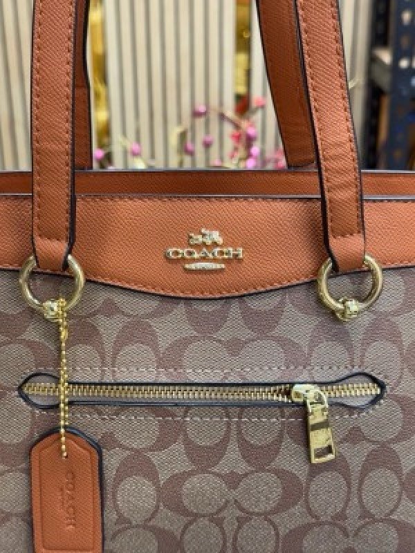 Coach Womens Signature Canvas Kailey Carryall Handbag With DustBag (C506-APRICOT_BROWN)(MT) - Image 2