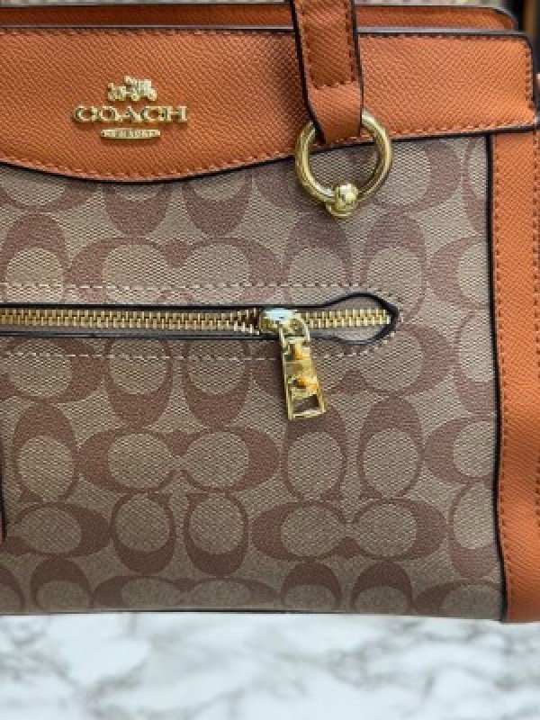 Coach Womens Signature Canvas Kailey Carryall Handbag With DustBag (C506-APRICOT_BROWN)(MT) - Image 4
