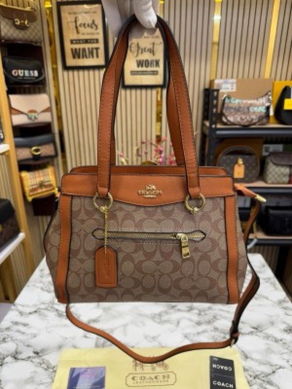 Coach Womens Signature Canvas Kailey Carryall Handbag With DustBag (C506-APRICOT_BROWN)(MT) - Image 7