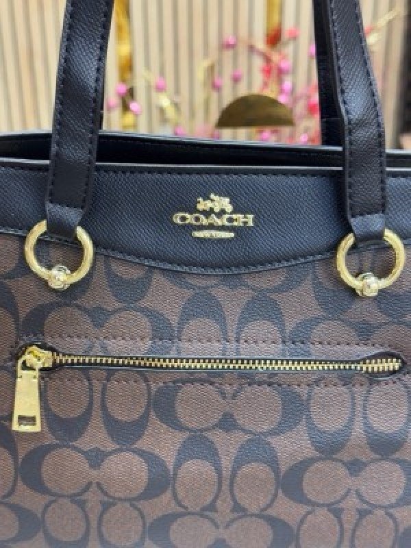 Coach Womens Signature Canvas Kailey Carryall Handbag With DustBag (C506-COFFEE_BLACK)(MT) - Image 2
