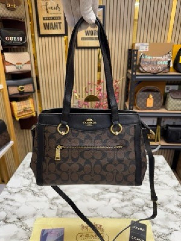 Coach Womens Signature Canvas Kailey Carryall Handbag With DustBag (C506-COFFEE_BLACK)(MT) - Image 6