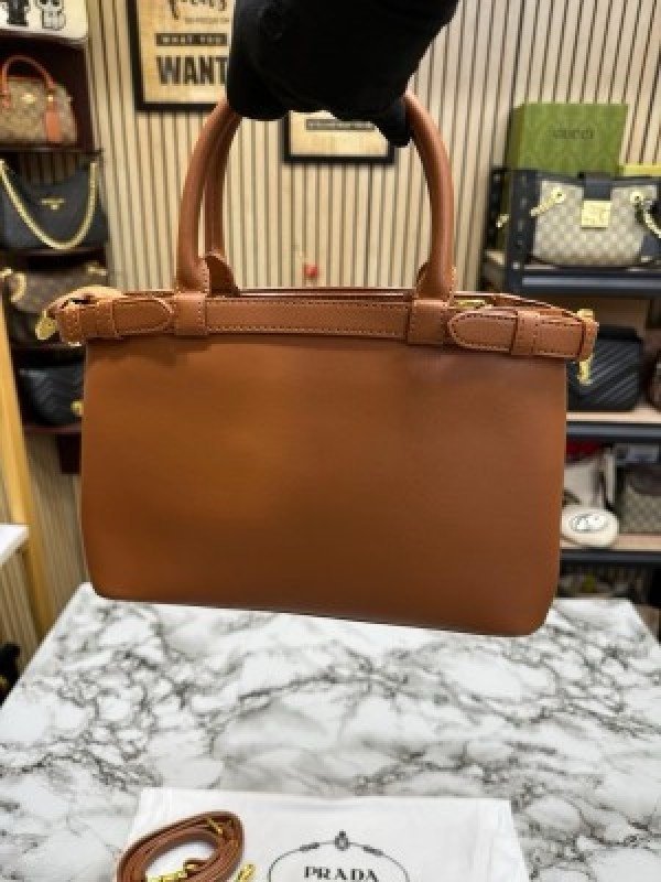 Prada Buckle Handbag With Sling And Dust Bag (Brown)(MT) - Image 5