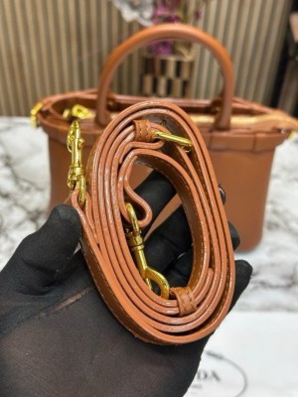 Prada Buckle Handbag With Sling And Dust Bag (Brown)(MT) - Image 6