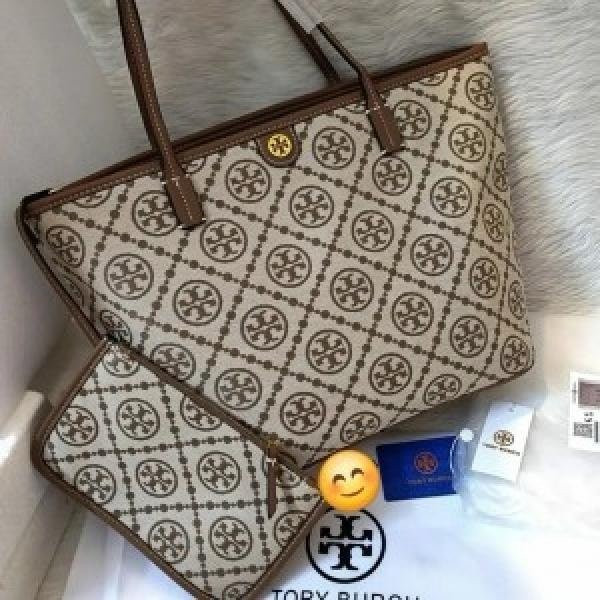 Tory Burch T Monogram Tote With Dust Bag & Extra Pouch(BH) - Image 2
