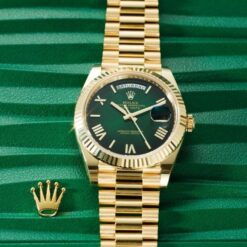 Rolex Day-Date Gold President Strap Green Dial Roman Number Automatic Watch