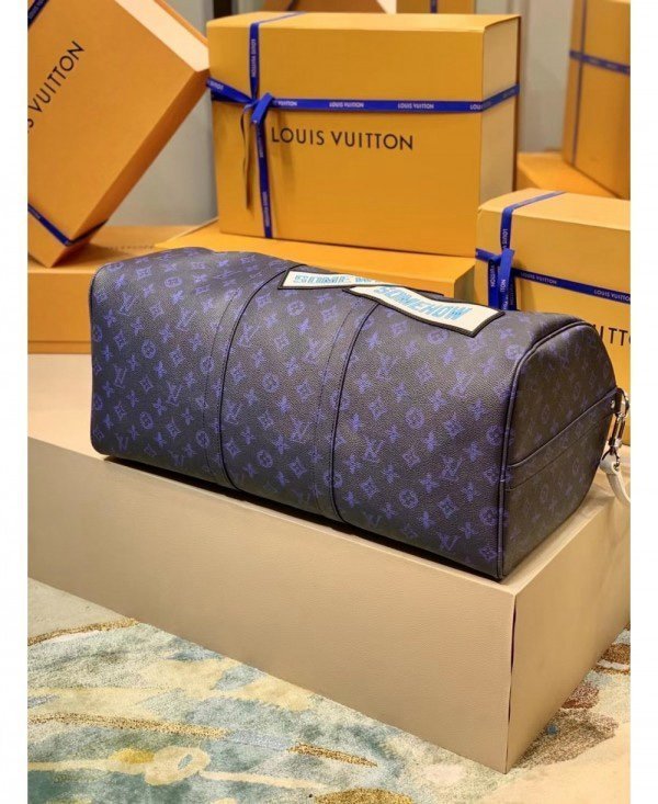 Louis Vuitton LV M58979 Keepall Bandoulire Somewhere Somehow Premium Monogram Unisex Duffle Bag With Dust Bag & Accessories (Orchid - 682) - Image 3