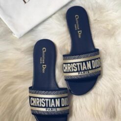 Alternative view of Christian Dior Black Dway Slide With OG Box & Carry Bag (Navy 746)